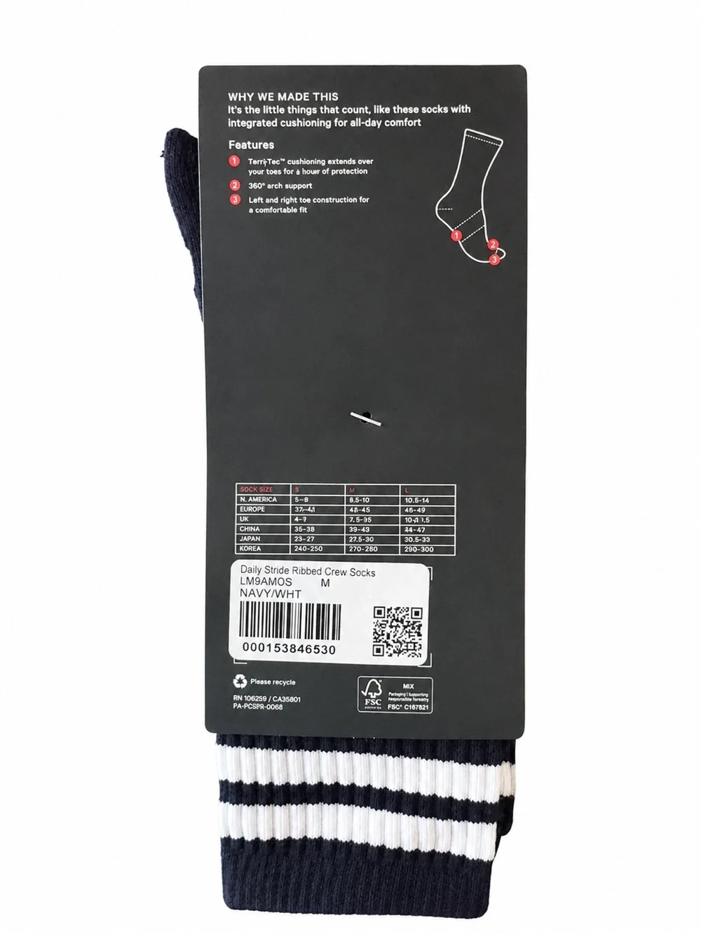 Lululemon Daily Stride Ribbed Crew Socks Navy | Size M NWT